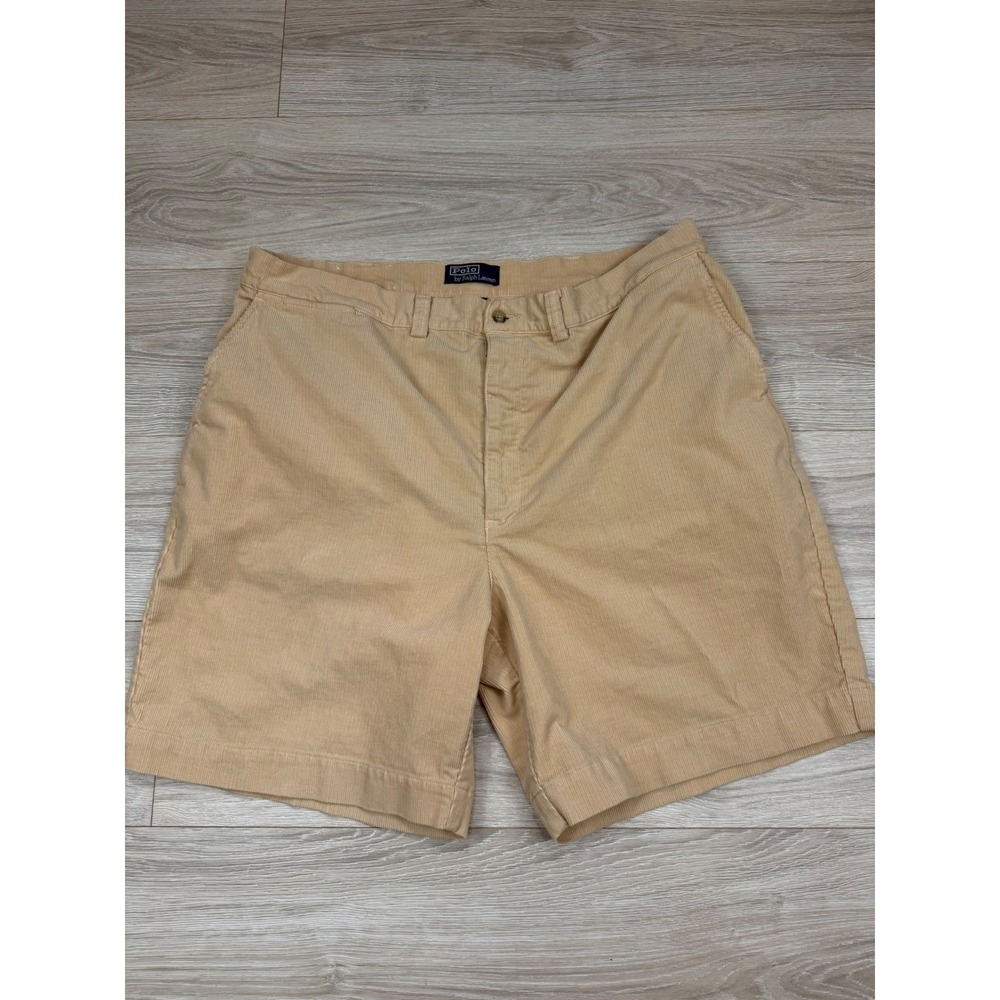 Polo Ralph Lauren Corduroy Shorts Mens 42‎ Tan Beige Cotton Vintage Flat Front